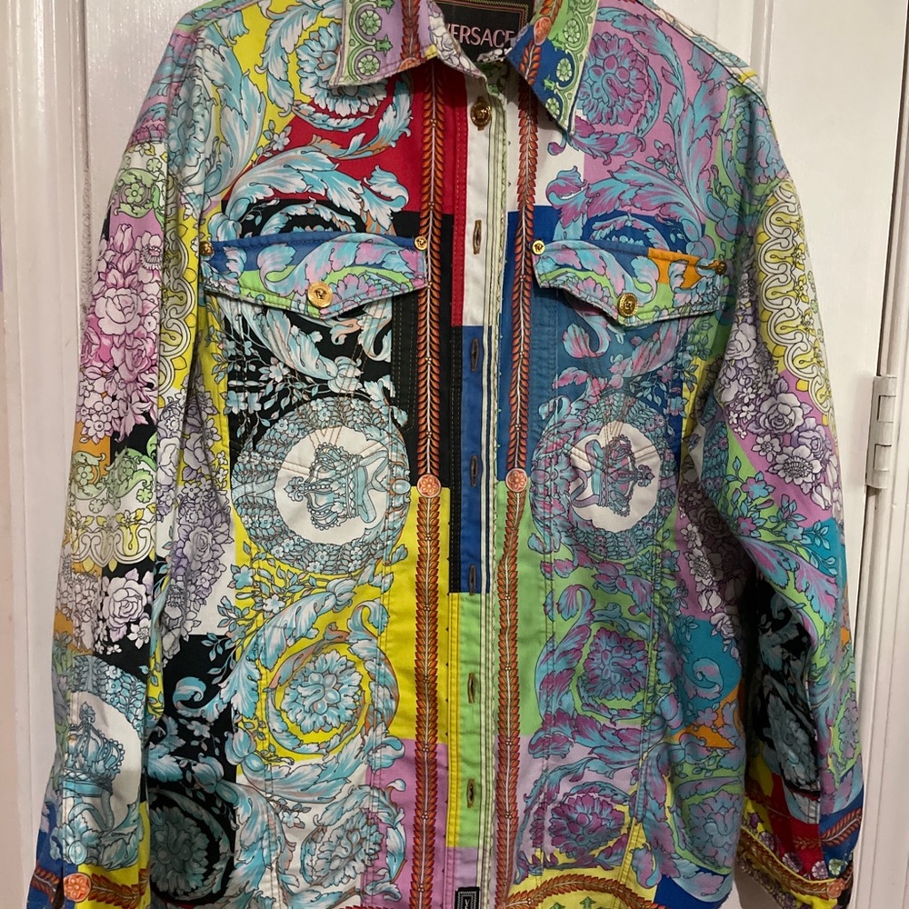Versace multicolored denim shirt size Xl